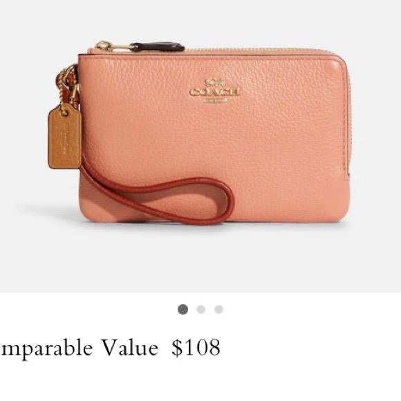 Coach double wristlet in colorblock Gold/faded blush multi. - Picture 4 of 7